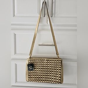Woven Metallic Gold Shoulder Bag